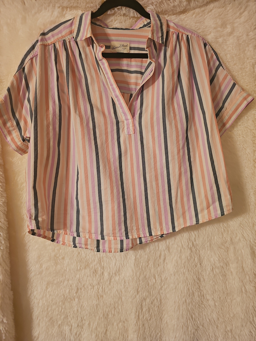 Universal Thread Pastel Multi-Stripe Short Sleeve Popover Top